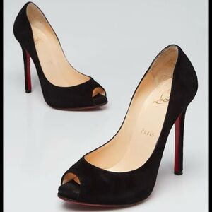 CHRISTIAN LOUBOUTIN
Black Suede Flo 120 Peep Toe Pumps
Size 41.5